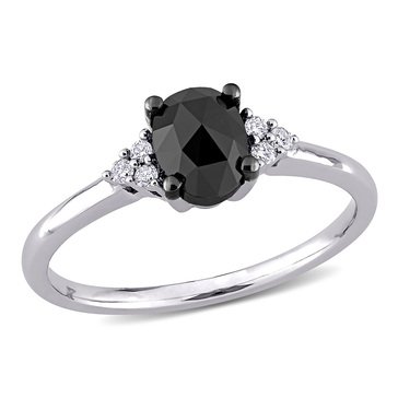 Sofia B. Oval-Cut Black and White 1 cttw Diamond Engagement Ring