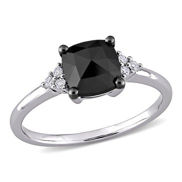 Sofia B. Cushion-Cut Black and White 1 1/3 cttw Diamond Engagement Ring