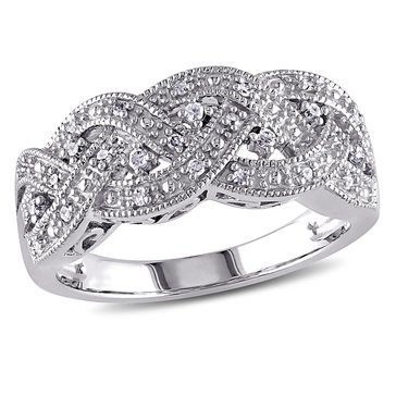 Sofia B. Sterling Silver 1/8 cttw Braided Diamond Ring