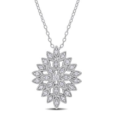 Sofia B. Sterling Silver 1/4 cttw Diamond Filigree Pendant