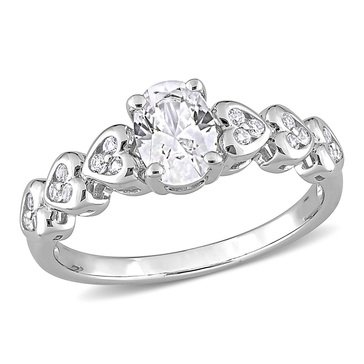 Sofia B. Sterling Silver 1 2/5 cttw Oval-Cut Created White Sapphire Ring