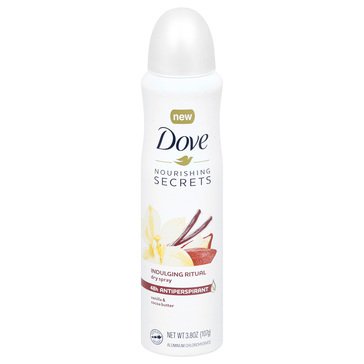 Dove Nourishing Secrets Dry Spray Indulging Ritual Vanilla Cocoa Butter 3.8 oz