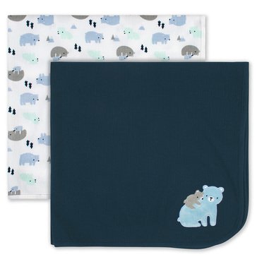 Just Born Baby Boy Thermal 2-Pack Blankets