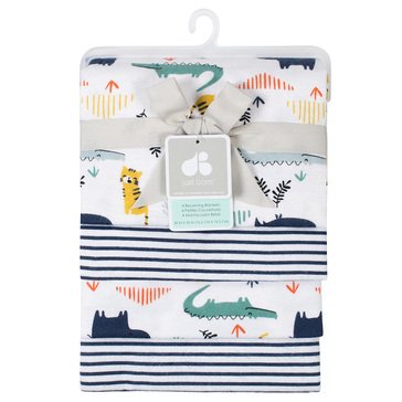 Just Born Baby Boy Jungle Blanket Set 4-Pack