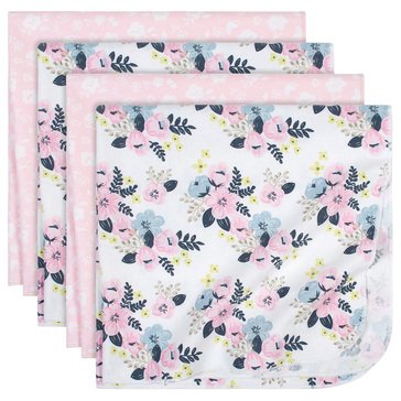 Just Born Baby Girl Floral Receiving Blanket Set 4-Pack