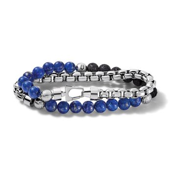 Bulova Double Wrap Chain Bracelet with Lapis Beads