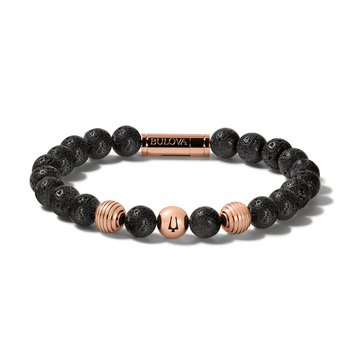 Bulova Black Lava Bead Latin Grammy Bracelet