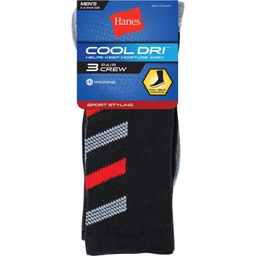 Hanes Men's Cool Dri 3-Pack Crew Socks