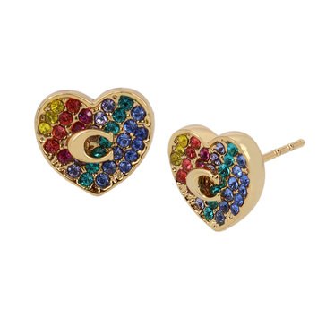 Coach Pave Heart Stud Earrings