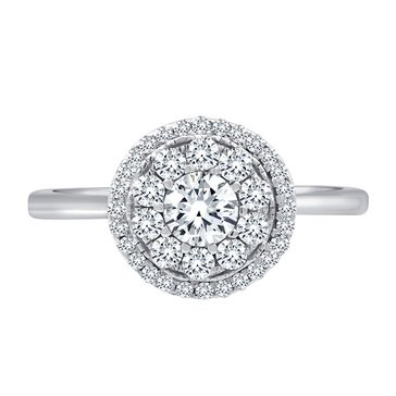 14K White Gold Diamond Engagement Ring 0.75 Cttw