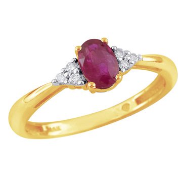 Sterling Silver/Gold Plated Created Ruby Ring
