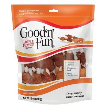 Good N Fun Triple Flavor Kabobs Long Lasting Dog Treats