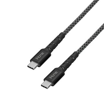 iHome 6ft Durastrain USB-C to USB-C Charge Sync Cable with Cable Wrap