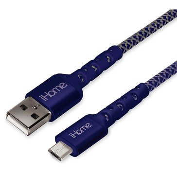 iHome 6ft Durastrain Micro USB to A Nylon Cable with Cable Wrap