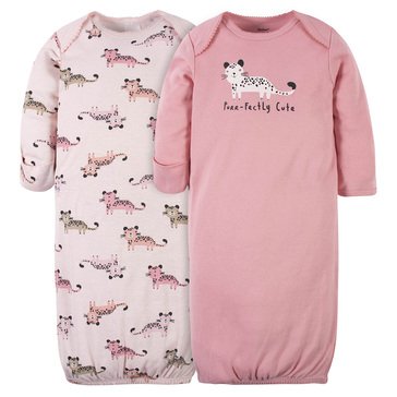 Gerber Baby Girls' Leopard 2-Pack Gowns