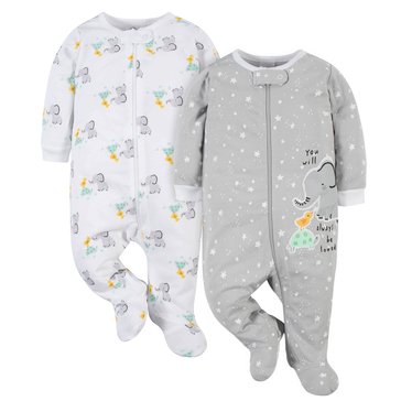 Gerber Baby Animals Zip-Front 2-Pack Sleep N Play 