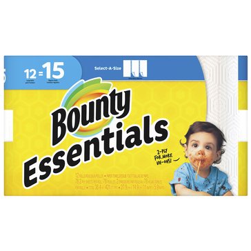 Bounty Essentials Select A Size Large Rolls Paper Towels, 12ct