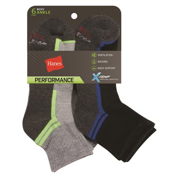 Hanes Boys' X-Temp Ankle Socks