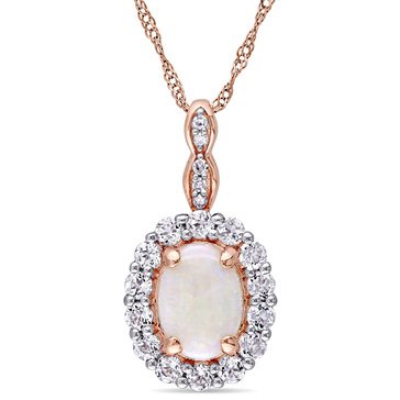 Sofia B. Opal, White Topaz and Diamond Accent Vintage Pendant