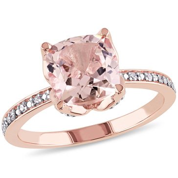 Sofia B. 10K Rose Gold Cushion-Cut Morganite and Diamond Ring