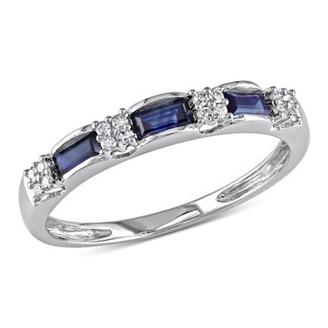 Sofia B. 10K White Gold Sapphire and Diamond Accent Eternity Ring