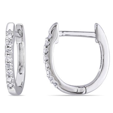 Sofia B. 10K White Gold 1/10 cttw Diamond Hoop Earrings