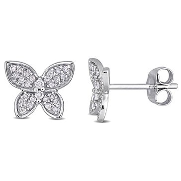 Sofia B. 10K White Gold 1/5 cttw Diamond Butterfly Stud Earrings