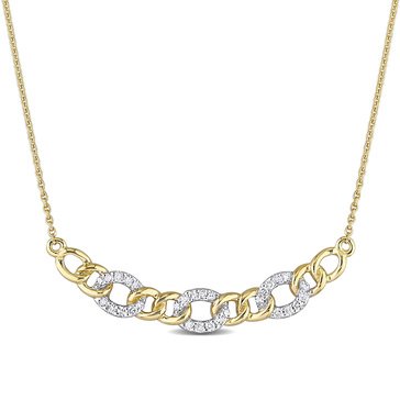 Sofia B. 10K Yellow Gold 1/10 cttw Diamond Oval Link Necklace