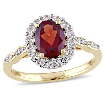 Sofia B.  Garnet, White Topaz, and Diamond Accent Vintage Ring 