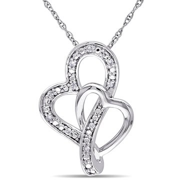 Sofia B. 10K White Gold Diamond Interlocked Heart Pendant