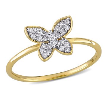 Sofia B. 10K Yellow Gold 1/8 cttw Diamond Butterfly Ring