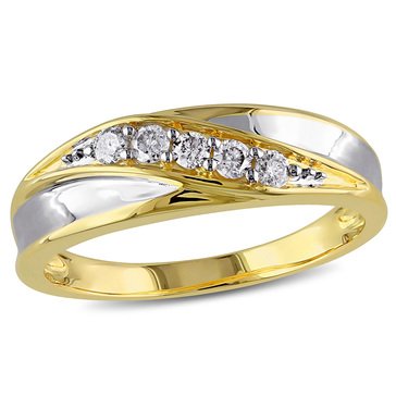 Sofia B. Men's 10K Yellow and White Gold 1/4 cttw Crossover Diamond Wedding Band