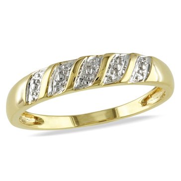 Sofia B. Men's 10K Yellow Gold Diamond Illusion Textured Striped Wedding Band