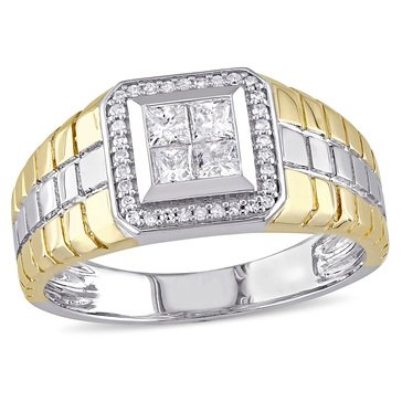 Sofia B. Men's 1/2 cttw Diamond Princess Cut Quad and Round Ring