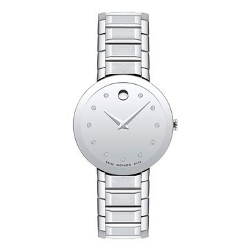 Movado Sapphire Women's 11 Diamond Marker Stainless Steel Bracelet Watch