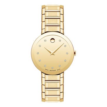 Movado Sapphire Women's 11 Diamond Marker Stainless Steel Bracelet Watch
