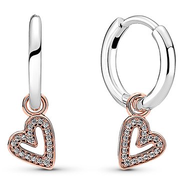 Pandora Sparkling Freehand Heart Hoop Earrings