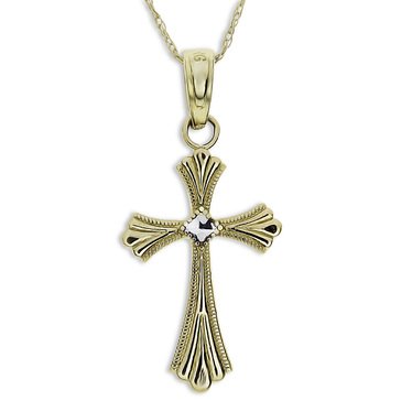 Cross Pendant, 10K Two Tone