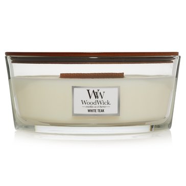 Woodwick Large Ellipse White Teak Candle