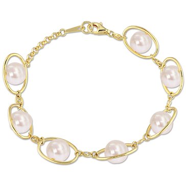 Sofia B. Freshwater Pearl and 1/10 cttw Cubic Zirconia Bracelet