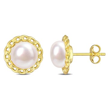 Sofia B. Freshwater Cultured Pearl Halo Link Stud Earrings