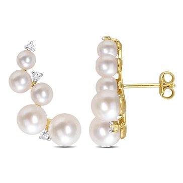 Sofia B. 1/4 cttw White Topaz and Freshwater Cultured Pearl Fashion Earrings