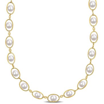 Sofia B. Freshwater Cultured Pearl and 1/3 cttw Cubic Zirconia Halo Necklace