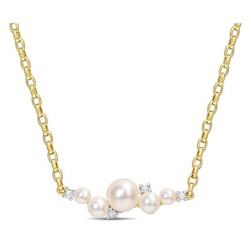 Sofia B. 1/8 cttw White Topaz and Freshwater Cultured Pearl Necklace