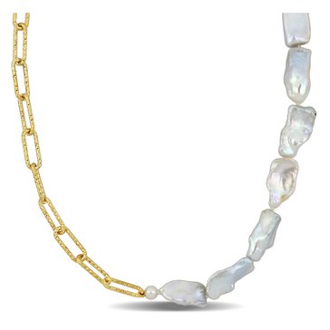 Sofia B. Freshwater Cultured Keshi Pearl and Link Chain Necklace