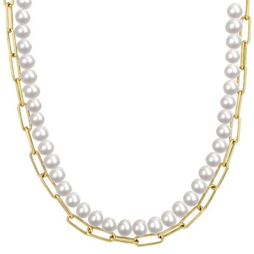 Sofia B. Freshwater Cultured Pearl and Link Chain Layered Necklace