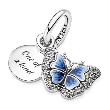 Pandora Blue Butterfly & Quote Double Dangle Charm
