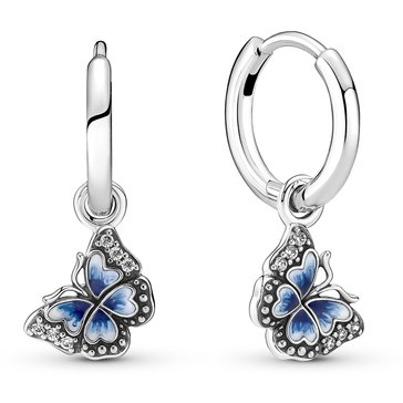 Pandora Blue Butterfly Hoop Earrings