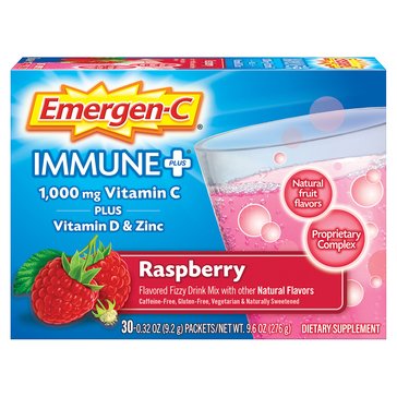 Emergen-C Immune1000mg Vitamin C Plus D & Zinc Raspberry Powder, 30-servings