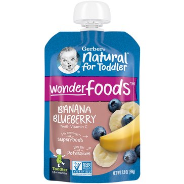 Gerber Natural for Toddler Wonder Foods Food Pouch - Banana Blueberry - 3.5oz